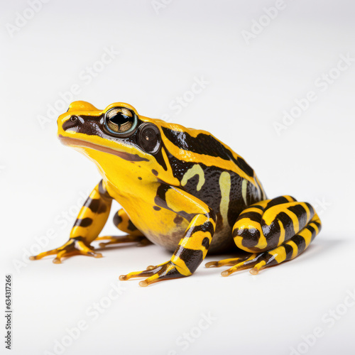 lifestyle photo yellowback frog on white background