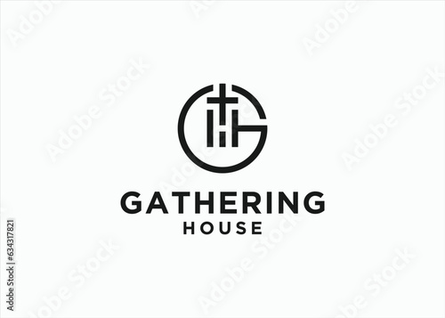 Fotobehang initial gh church logo design vector silhouette illustration