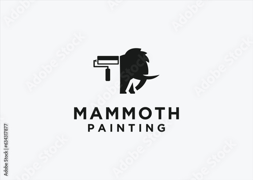 elephant paint logo design vector silhouette illustration