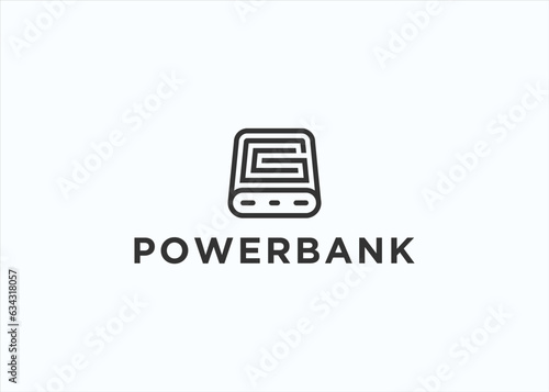 initial gc with powerbank logo design vector silhouette illustration