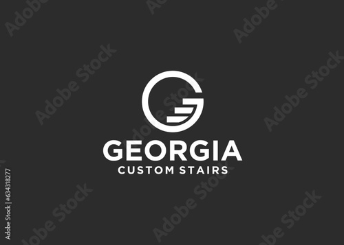 initial g with stairs logo design vector silhouette illustration