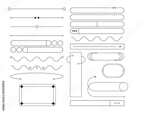 Minimalist Line Frames, Square Geometric Borders set, vector corners and lines decoration