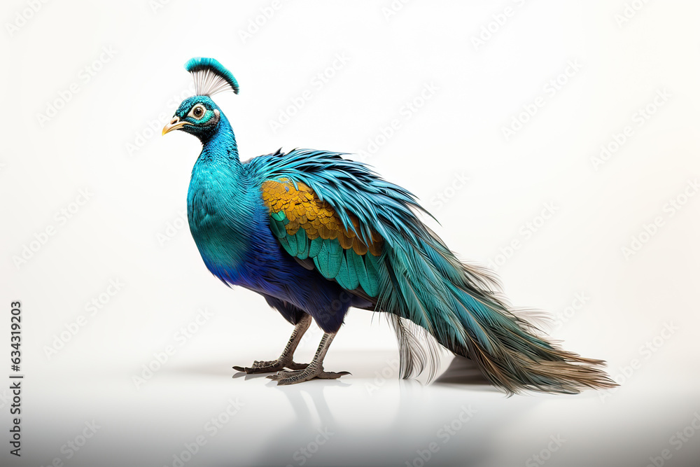 Fototapeta premium peacock isolated on white background Generative AI