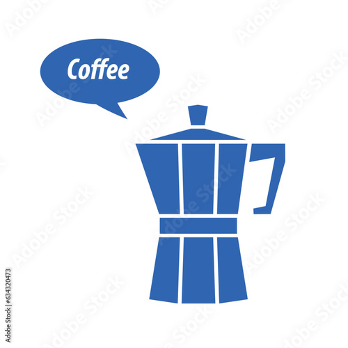 Italian coffee maker, moka pot. Coffee maker icon.  Flat design.