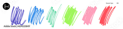 Set of hand drawn colorful scribbles