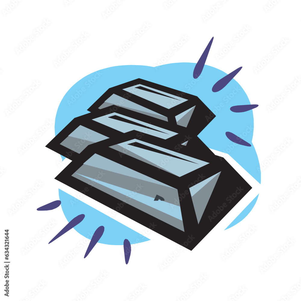 vector minted silver Bars are stacked in a pyramid isolated on white ...