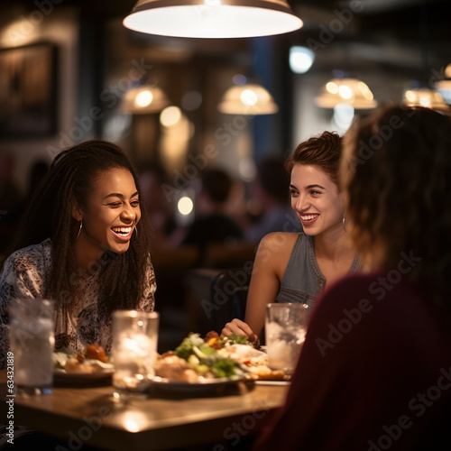lifestyle photo people eating dinner in a restaurant
