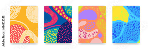 Abstract background pattern background, colourful fun doodle pattern backgrounds with abstract shapes and colors. Modern trendy cartoon pattern for funny brochure cover template, vector posmodern