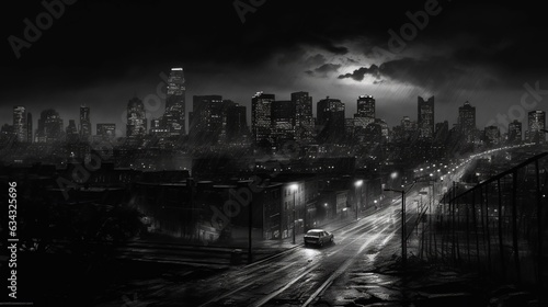 manhattan street and city skyline at night Generative AI, AI Generated