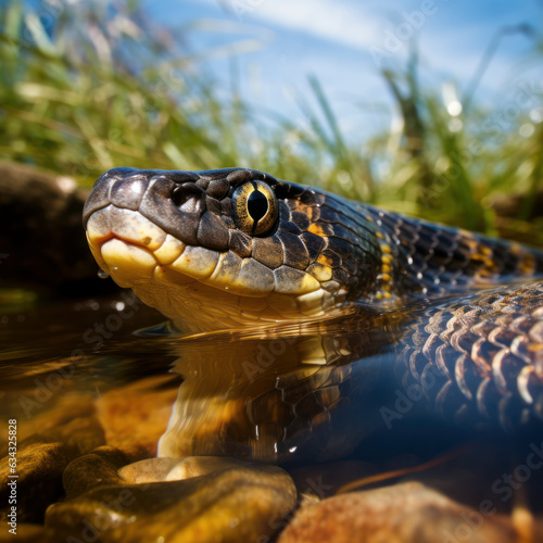 lifestyle photo a banded water snake snake swimming in a lake