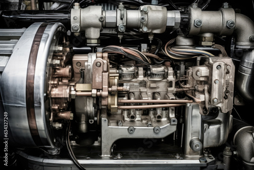 Macro shot of a chiller's compressor unit showing the intricate inner workings of the machine