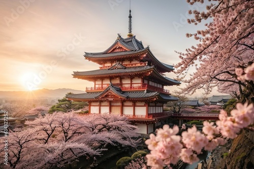 japanese temple in spring Fototapet