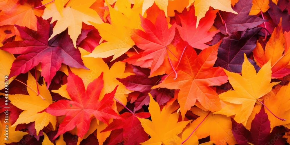 Autumn colorful leaves background, Falling leaves natural background, generative ai Autumn colorful leaves background, Falling leaves natural background, generative ai