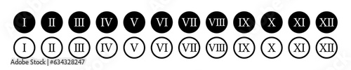 Set of roman numbers vector icons. Antique numerals. Black vintage greece numbers. Vector 10 Eps.