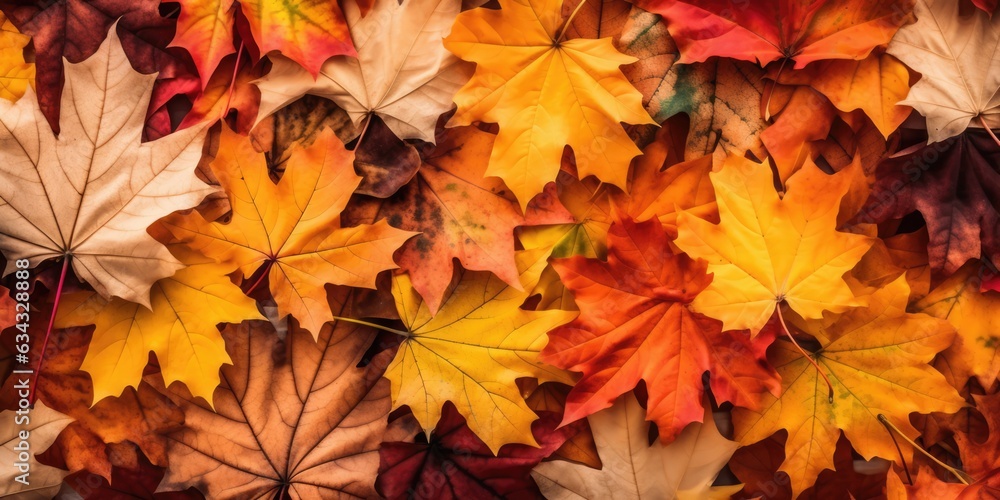 Autumn colorful leaves background, Falling leaves natural background, generative ai Autumn colorful leaves background, Falling leaves natural background, generative ai