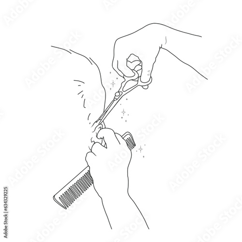 カット・ハサミとコームのイラスト・美容師