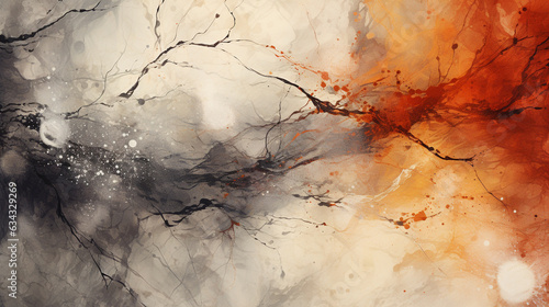 abstract watercolor background in yellow-orange and grey-grey tones. Generative Ai.  © PETR BABKIN