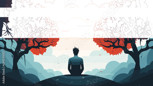 AI generated, Mental health and wellness concepts. Male person sitting ready for meditation. Mental health and balance concept. 