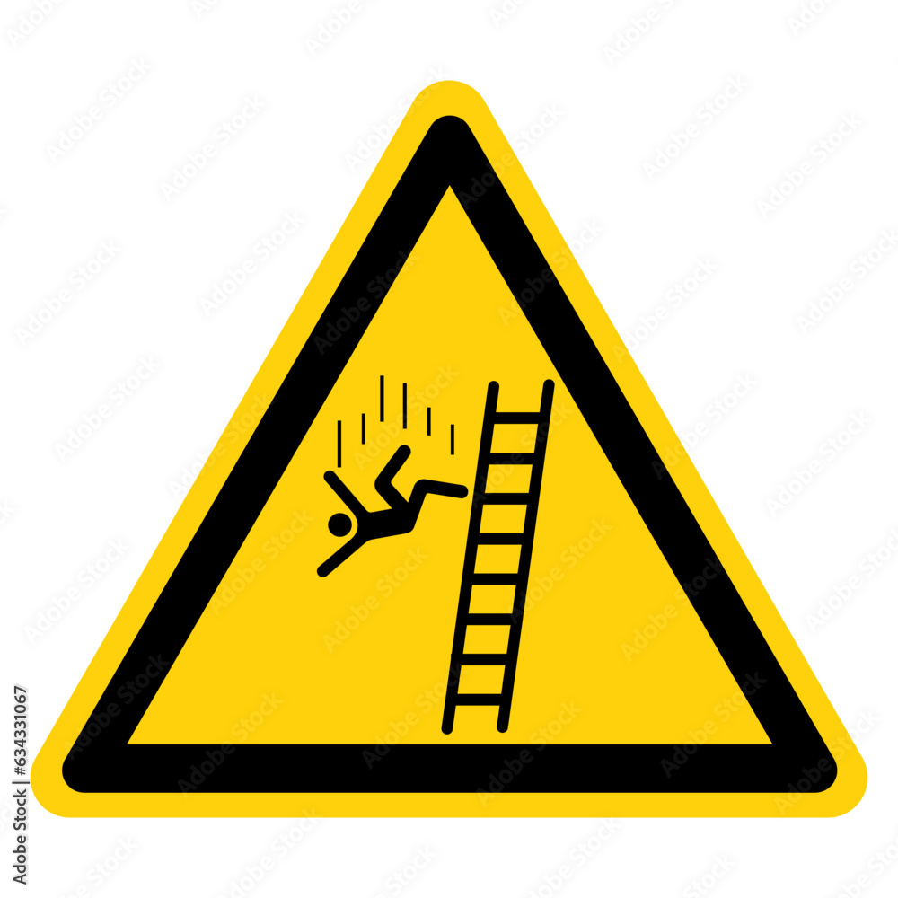 Falling Ladder Hazard Symbol Sign, Vector Illustration, Isolate On
