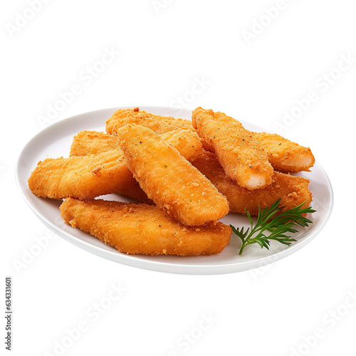 Delicious fried fish fillet on transparent or white background, png