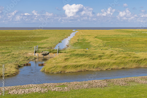 Landscape of Wadden sea area near Pieterburen Het Hogeland in north Groningen in The Netherlands photo