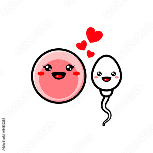 Cute Egg and Sperm Cartoon Character