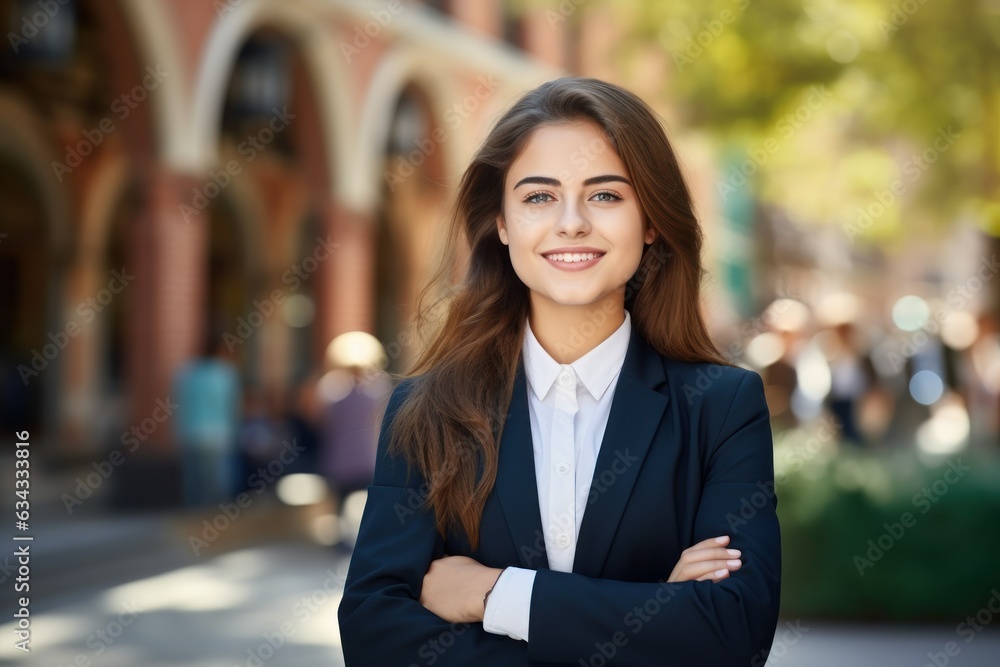 Happy cute clever schoolgirl portrait. First time to school. Back to school. Happy cute clever schoolgirl portrait. First time to school. Back to school.