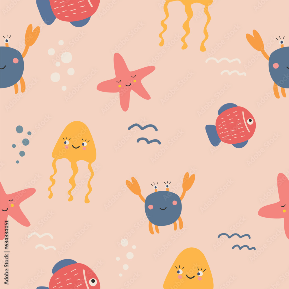 Obraz premium cut pattern with underwater inhabitans