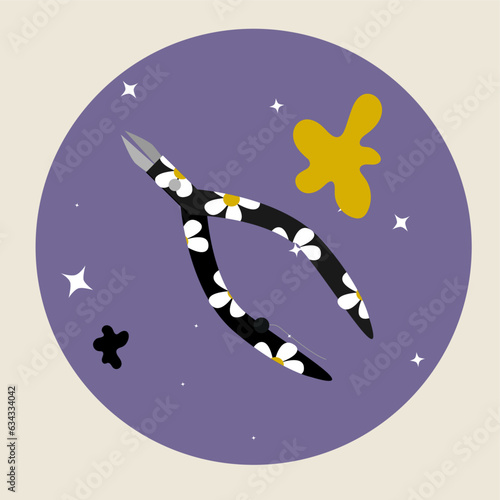 Illustration  Cuticle Nipper with  Daisy Pattern 