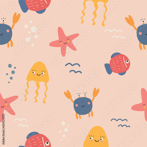 cut pattern with underwater inhabitans © Elizaveta