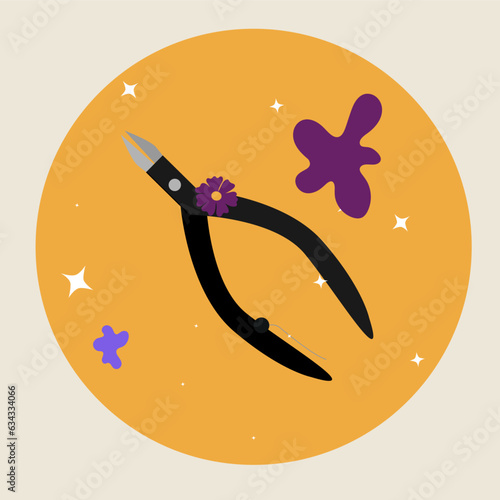Illustration  Cuticle Nipper with Flower
