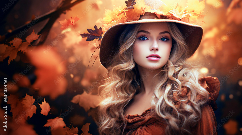 Beautiful young woman in autumn park. Beauty, fashion. selective focus. Beautiful young woman in autumn park. Beauty, fashion. selective focus.