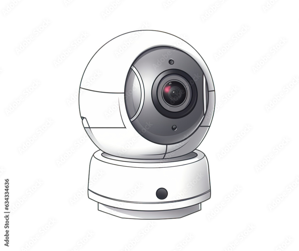 Close-Up of Surveillance Camera Isolated on a Transparent Background, No Background
