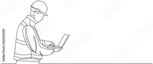 Engineer builder construction line art style vector illustration