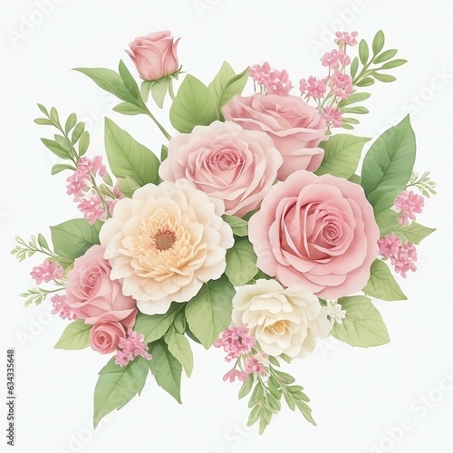 Beautiful wedding flowers clipart high resolution high-definition high quality watercolors on white background © khammuan