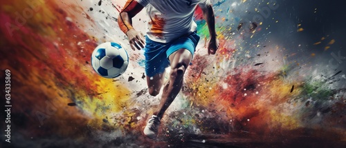 soccer player in action banner football ball
