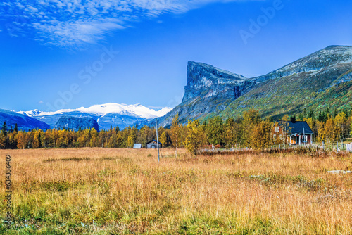 House at Aktse in Sarek National park in the north of Sweden photo