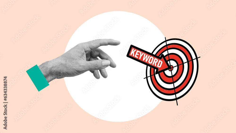 Keyword Advertising. Red arrow hit center of target. Advertising business and marketing concept. Keyword research in SEO activity for the page ranking Keyword Advertising. Red arrow hit center of target. Advertising business and marketing concept. Keyword research in SEO activity for the page ranking
