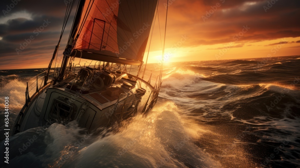Obraz premium Take a sunrise cruise during the Atlantic Regatta.
