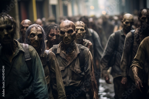 Apocalyptic Undead Horde Marching through desolated city © Ash