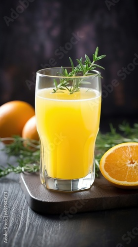 Zesty Citrus Burst Glass of Fresh Orange and Ginger Juice, an Energizing Blend of Vibrant Flavors