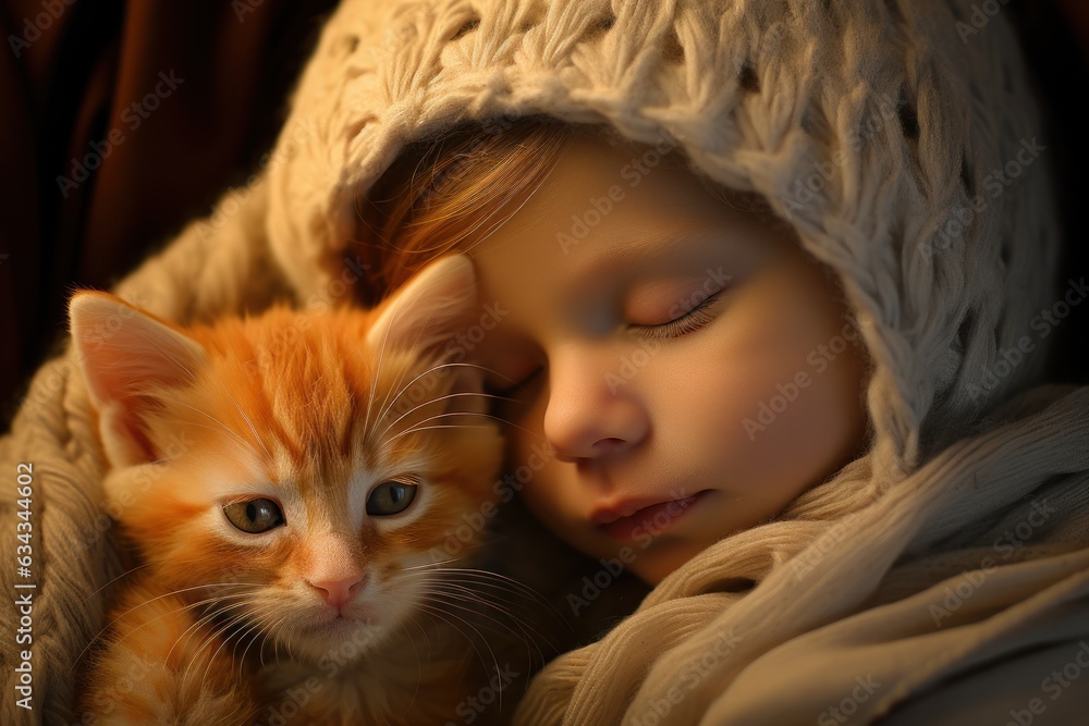 small child with kitten small child with kitten