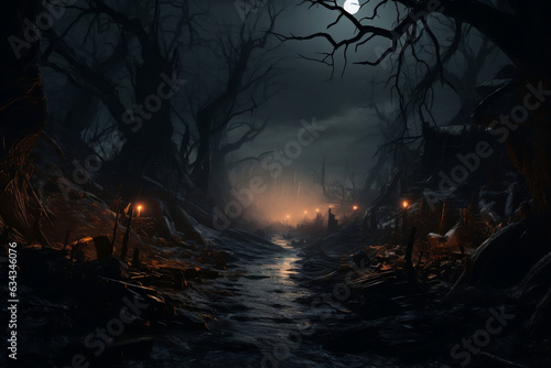Mystical Shadows: A Bone-Chilling Halloween in the Spooky Haunted Forest © Ash