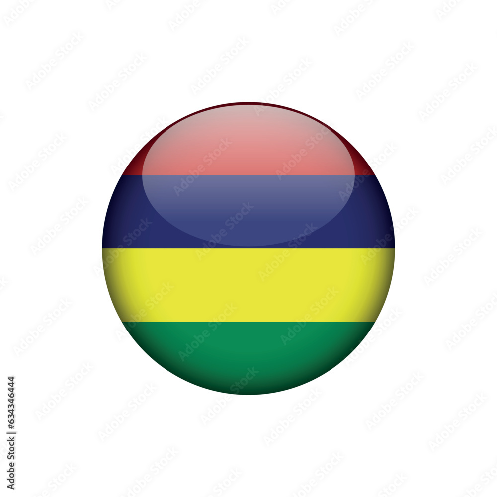Mauritius Flag Circle Button Vector Template