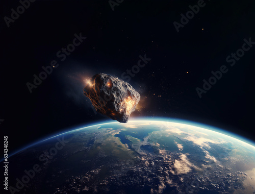 Giant Asteroid in the space approaching Earth. generative ai