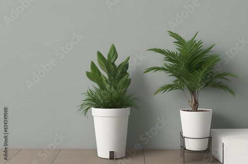 Potted plant in clean wall