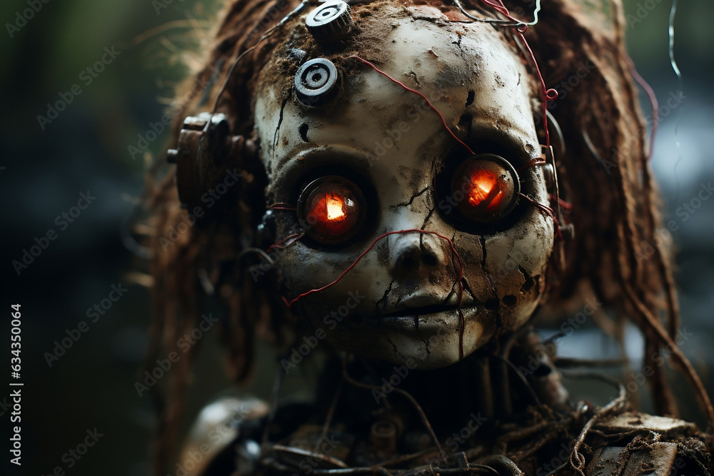 Eerie Closeup of a Cursed Creepy Doll Ash Foto Poster Wandbilder bei EuroPosters