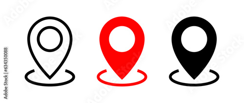 Location icon set, Map pin place marker. location pointer icon symbol in flat style. Location pin line icon, Navigation sign