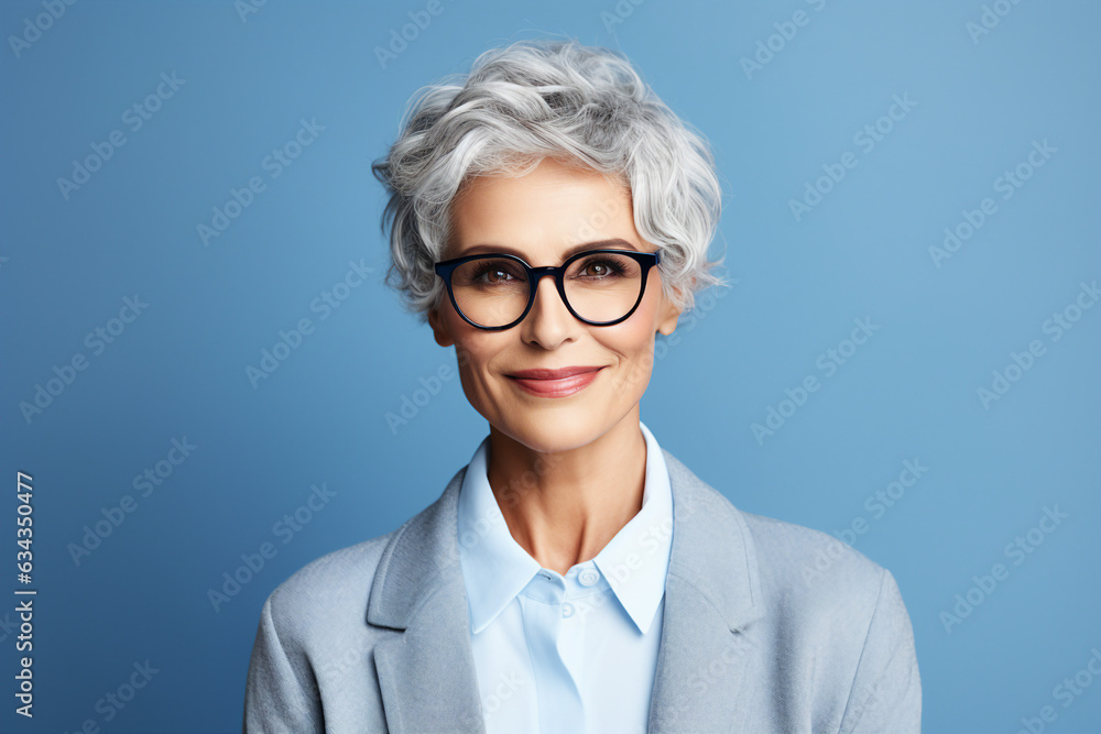 Generative ai collage image picture of aged business person happy smiling Generative ai collage image picture of aged business person happy smiling