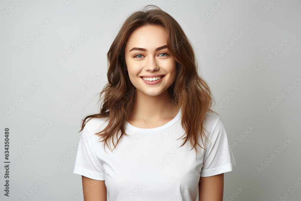 Generative ai collage image picture of pretty lovely girl looking in camera feel joyful Generative ai collage image picture of pretty lovely girl looking in camera feel joyful